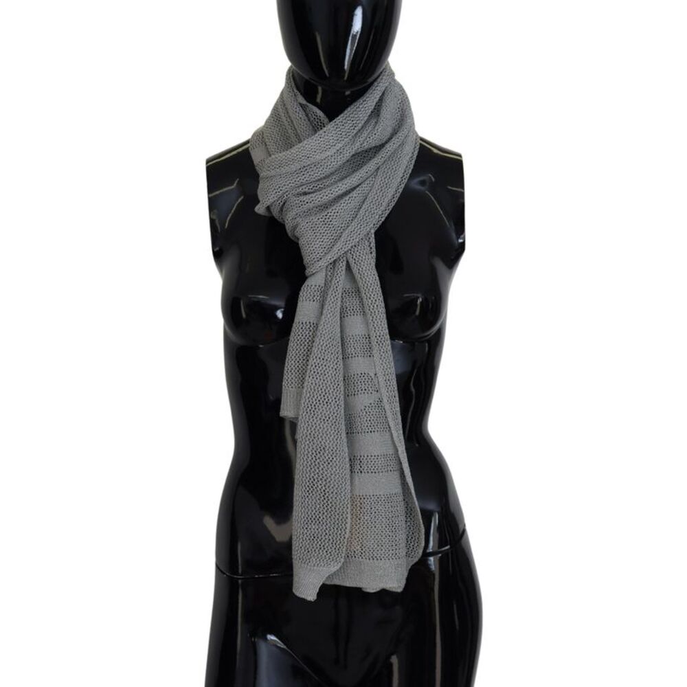John Galliano Grey Knit Mesh Scarf Women Gray Scarves